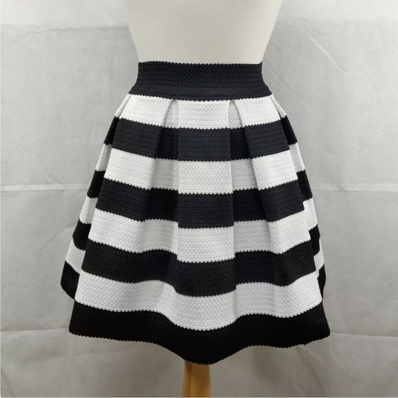 EXPRESS black and white striped pleated skirt - Picture 3 of 4